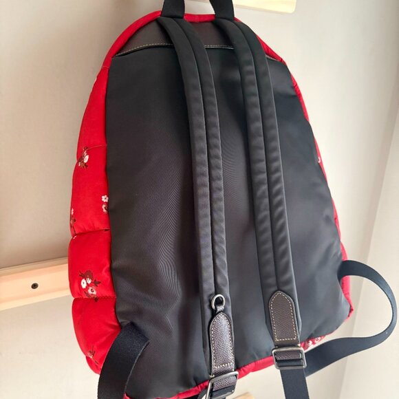 Coach Quilted Puffer Charlie Backpack in Red "Baby Bouquet" Floral Print F30667 - Picture 11 of 14